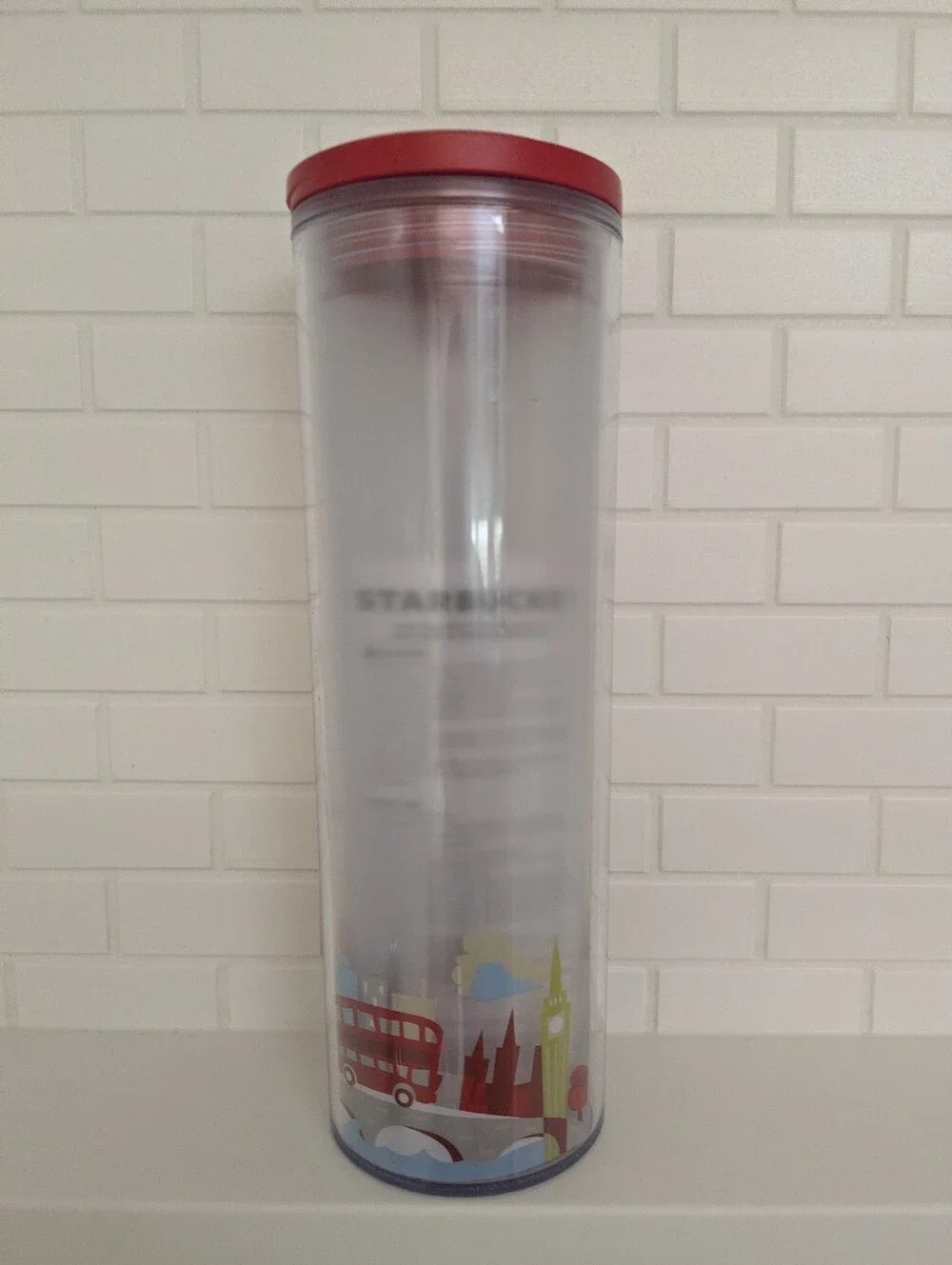 Starbucks London Big Ben 8 3/4” Double Wall Plastic Travel Tumbler 16 oz